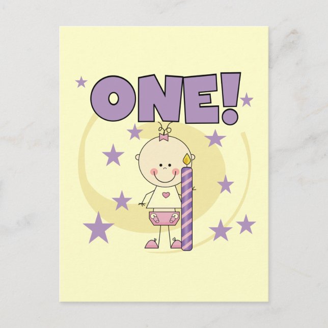 Baby Girl is One Birthday Tshirts and Gifts Postkarte (Vorderseite)