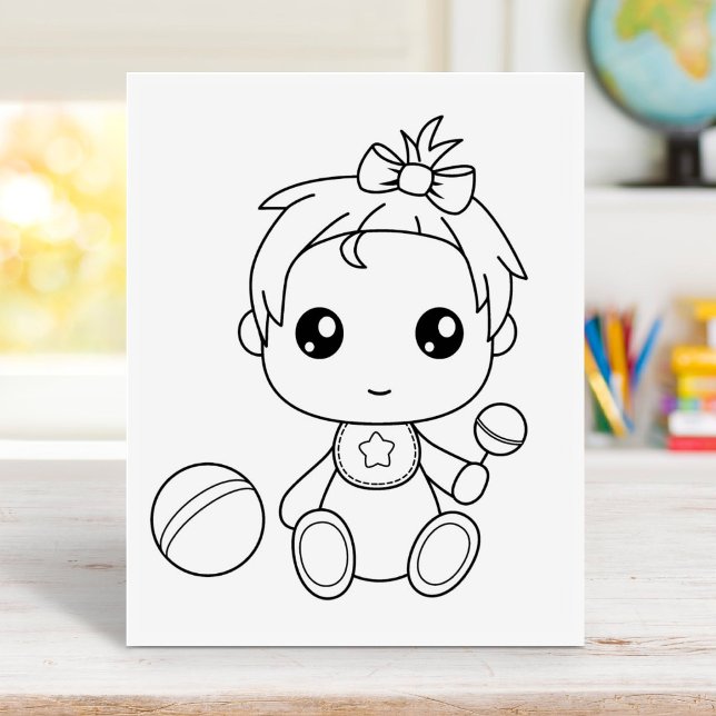 Baby Girl Jumpsuit Coloring Page Gummistempel (Von Creator hochgeladen)