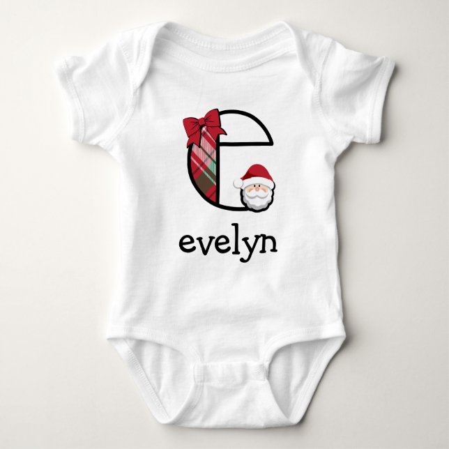 Baby Girl Kariert Santa Christmas Bodysuit Erstln Baby Strampler (Vorderseite)