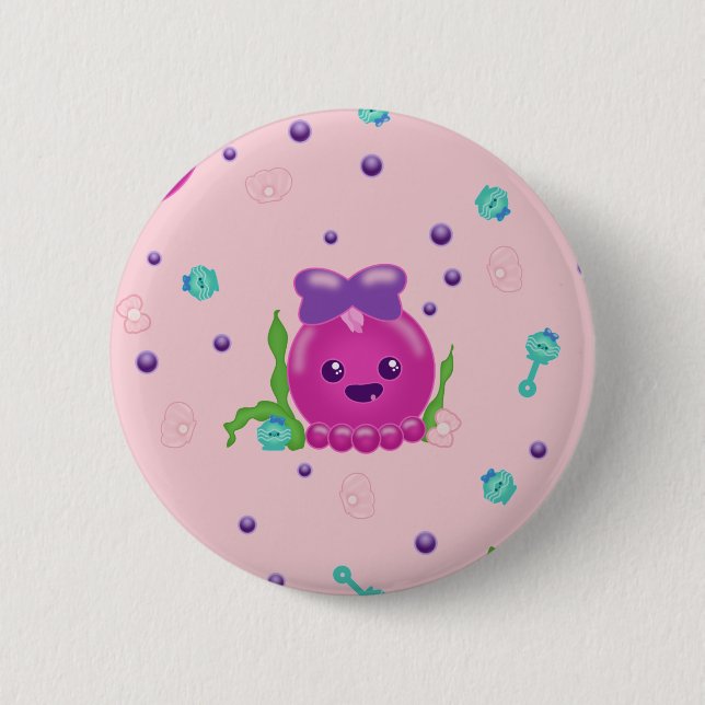Baby Girl Kawaii Octopus Button (Vorderseite)