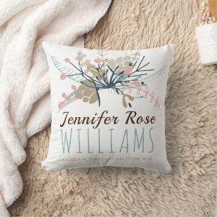 Baby Girl Keepake Foto Birth Stats Kissen