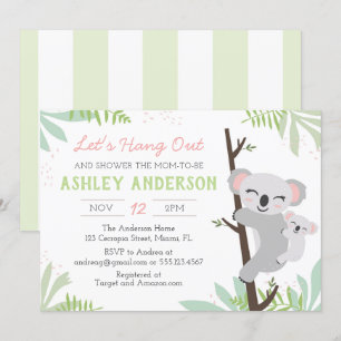 Baby Girl Koala Babydusche Einladung