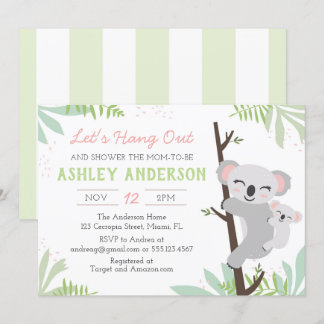 Baby Girl Koala Babydusche Einladung
