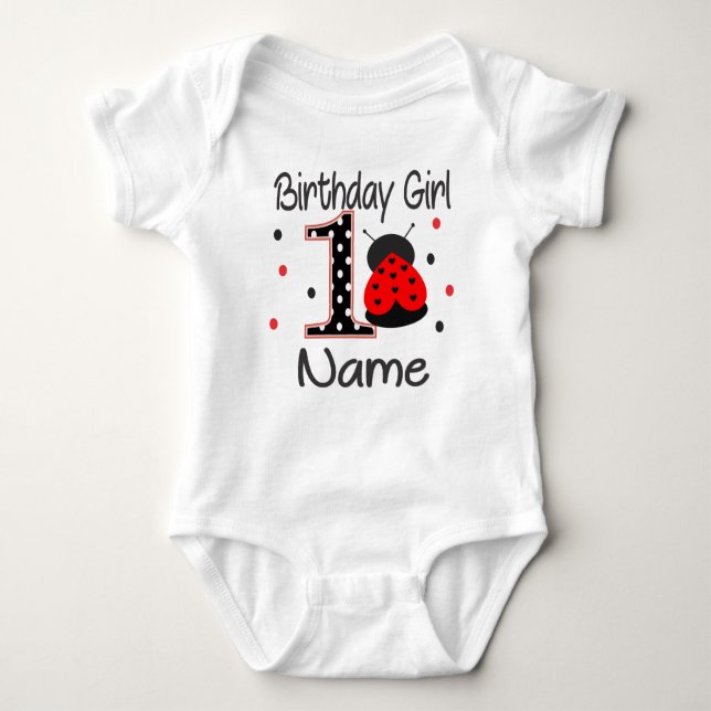 Baby Girl Ladybug 1st Birthday Bodysuit - Personal Baby Strampler (Vorderseite)