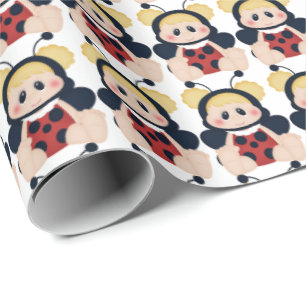 Baby Girl Ladybug Packpapier