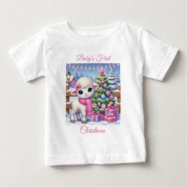 Baby Girl Lamb's First Christmas Baby T-shirt