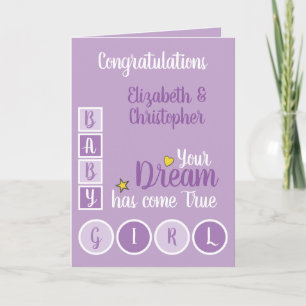 Baby Girl Liebe und schätzen lila und gelb Karte