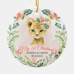 Baby Girl Lion Cub Individuelle Name Keramik Ornament