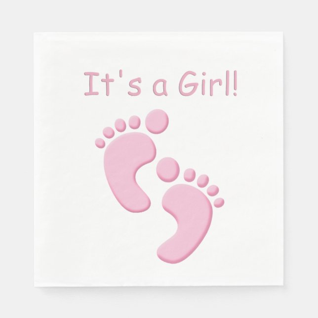 Baby Girl Little Feet Baby Shower Napkin Serviette (Vorderseite)
