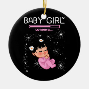 Baby Girl Loading Geschlecht Enthüllung Baby Showe Keramik Ornament