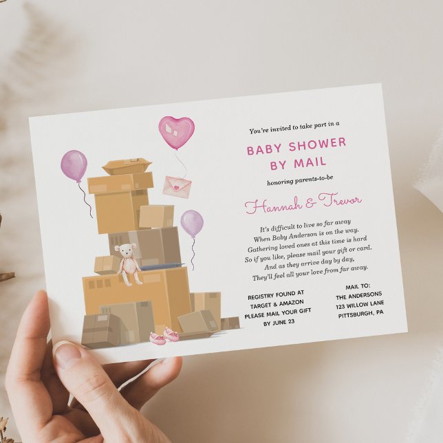 Baby Girl Long Distance Shower by Mail Einladung (Von Creator hochgeladen)
