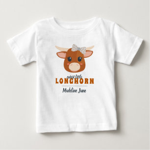 Baby Girl Longhorn Burnt Orange Baby T-shirt