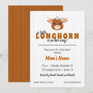 Baby Girl Longhorn Burnt Orange Babydusche Einladung