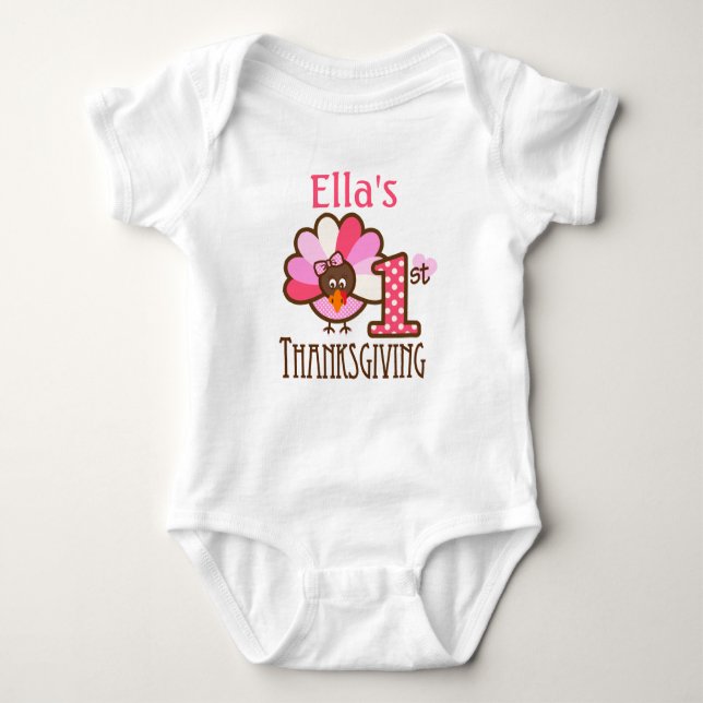 Baby Girl Mein erster Erntedank rosa Bodysuit Baby Strampler (Vorderseite)
