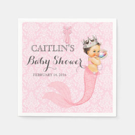 Baby Girl Mermaid Princess Crown Damask Serviette