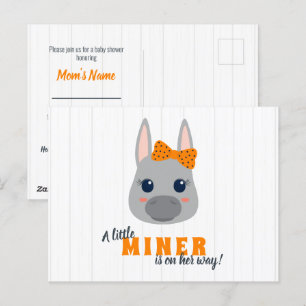 Baby Girl Miners Orange Baby Shower Einladungs Pos Postkarte