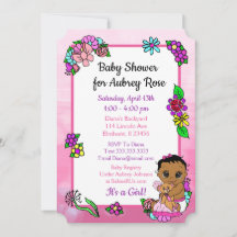 Baby Girl mit Teddy Bear Pink Baby Dusche Ethnic