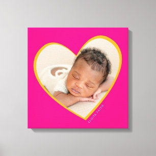 BABY GIRL modernes Foto geschichtetes Herz rosa ge Leinwanddruck