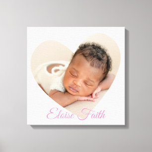 BABY GIRL Modernes Foto niedlicher Herzrahmen in R Leinwanddruck