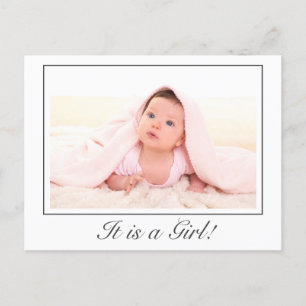 Baby Girl Modernes Minimales Foto Geburtstafpograf Ankündigungspostkarte