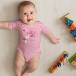 Baby Girl My First Valentine's Day Custom Strampler