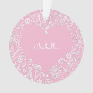 Baby Girl NAME Birth Ankündigung Keepake Pink Ornament