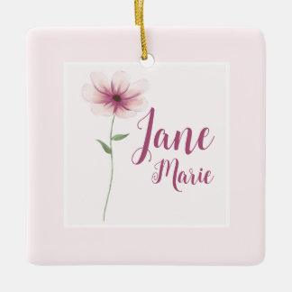 Baby Girl Name Blush Pink Aquarellblume Keramikornament