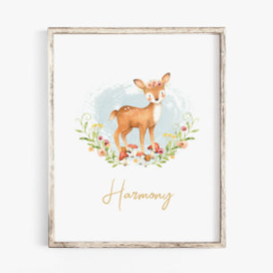 Baby Girl Name Deer Kinderzimmer Wasserfarbe Tier Poster
