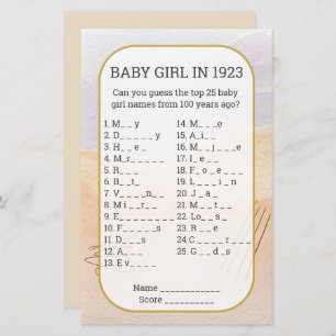 Baby Girl Name füllen Sie das leere Baby Shower Ga