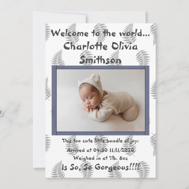 Baby Girl New Arrival Ankündigung (Vorderseite)