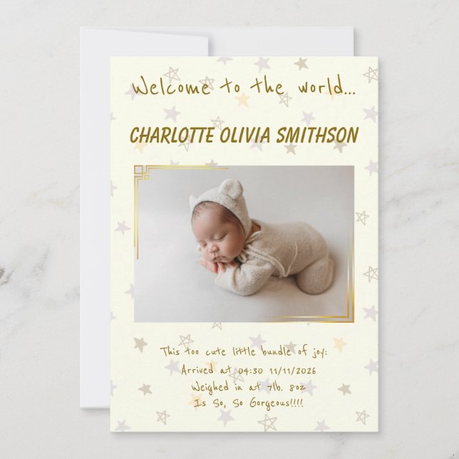 Baby Girl New Arrival Ankündigung (Vorderseite)