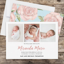 Baby Girl Newborn Foto Collage Simple Pink Floral