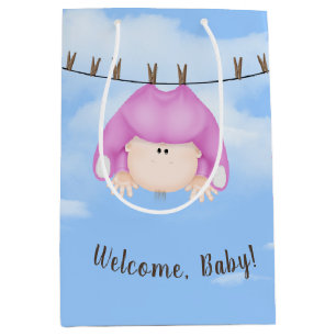 Baby Girl on Clothesline Mittlere Geschenktüte