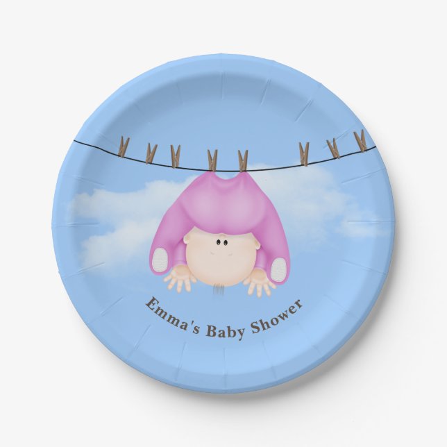Baby Girl on Clothesline Pappteller (Vorderseite)