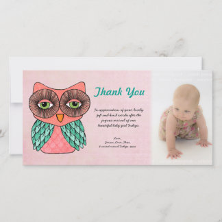 Baby Girl Owl Vielen Dank Foto Template Fotokarte Dankeskarte