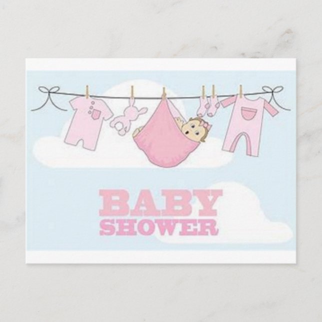 BABY GIRL PARTY ITEMS DECOR EINLADUNGSPOSTKARTE (Vorderseite)