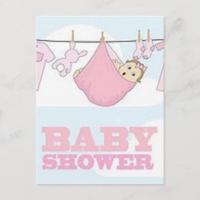 BABY GIRL PARTY ITEMS DECOR EINLADUNGSPOSTKARTE (Vorderseite)