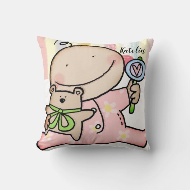 Baby Girl Pastel Stripe Kissen (Vorderseite)