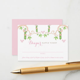 Baby Girl Pee in a Pod Garden Diaper Raffle Ticket Begleitkarte