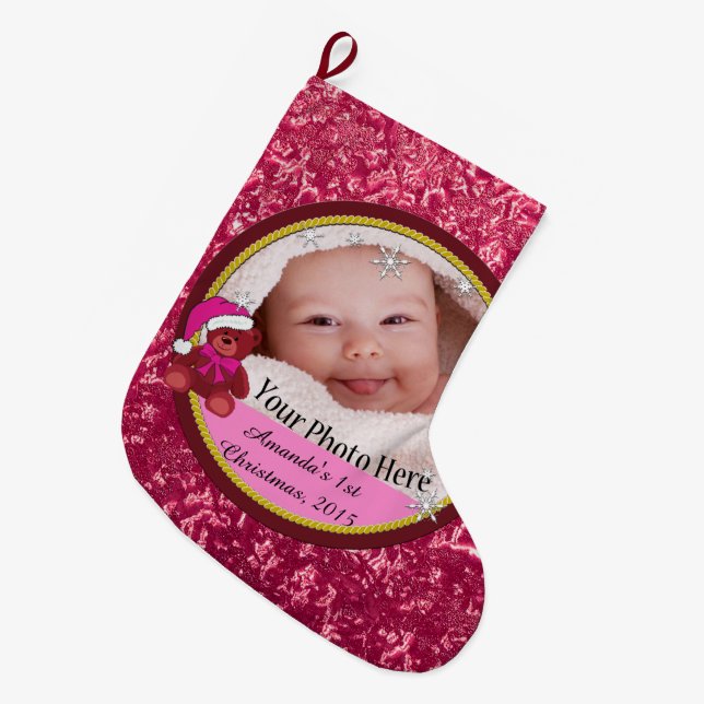 Baby Girl Personalisiert Großer Weihnachtsstrumpf (Vorderansicht (hängend))