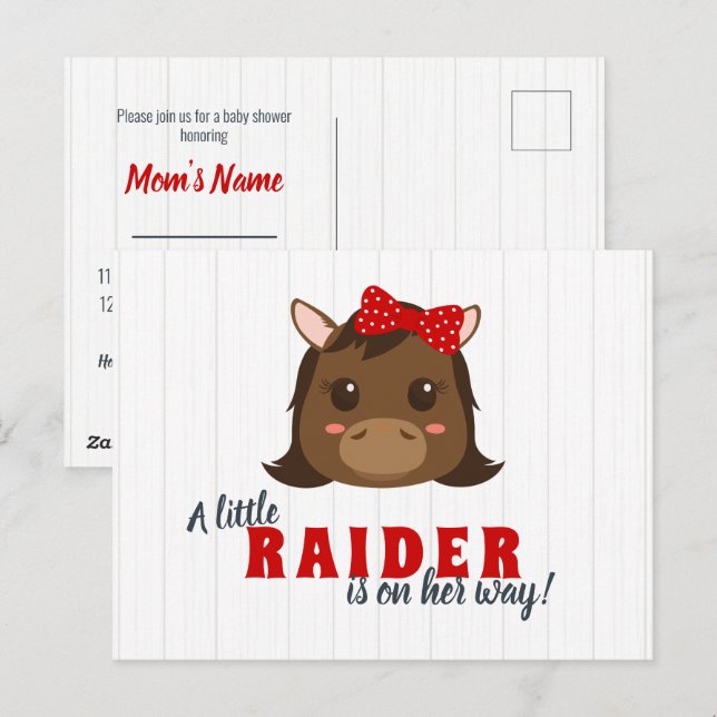 Baby Girl Pferde Kinderdusche Einladung Postkarte (Vorne/Hinten)
