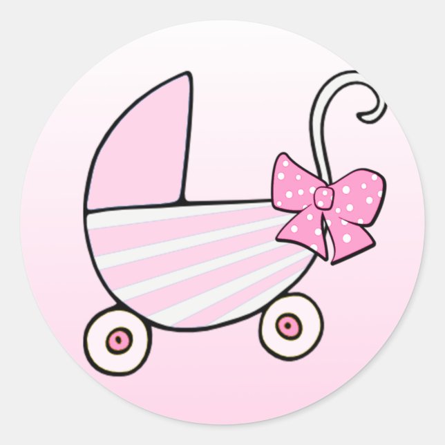 Baby Girl Pink Baby Buggy Runder Aufkleber (Vorderseite)