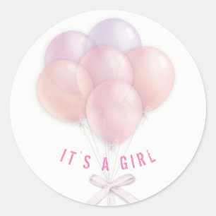 Baby Girl Pink Balloons Runder Aufkleber
