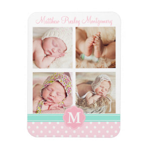 Baby Girl Pink Birth Keepake Personalisiertes Foto Magnet
