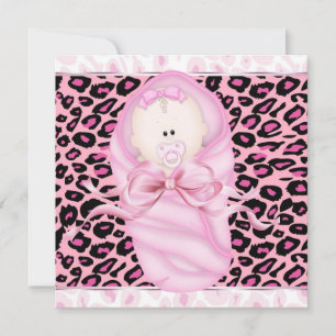 Baby Girl Pink Black Leopard Baby Girl Dusche Einladung