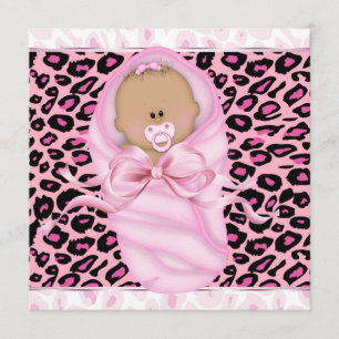 Baby Girl Pink Black Leopard Baby Girl Dusche Einladung