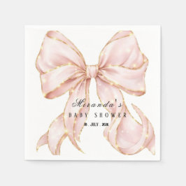 Baby Girl Pink Bow Baby Shower Invitation Serviette