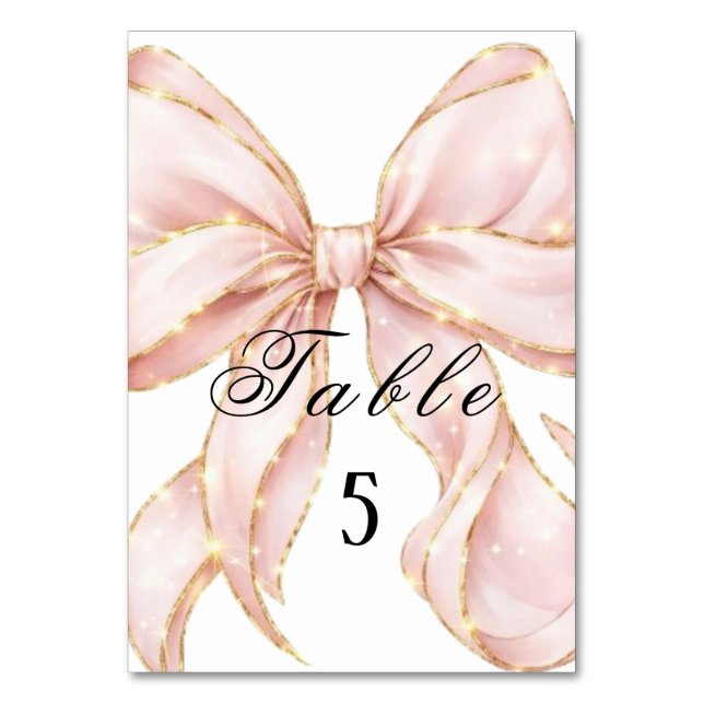 Baby Girl Pink Bow Baby Shower Tischnummer (Vorderseite)