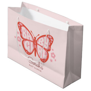 Baby Girl Pink Butterfly Babydusche  Große Geschenktüte