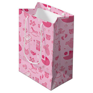 Baby Girl Pink Collage Mittlere Geschenktüte